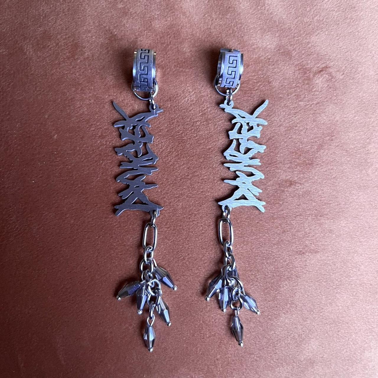 𝐍𝐨.𝟗𝟖 Handmade Stainless Steel ༇ “Danger” Earrings... - Depop