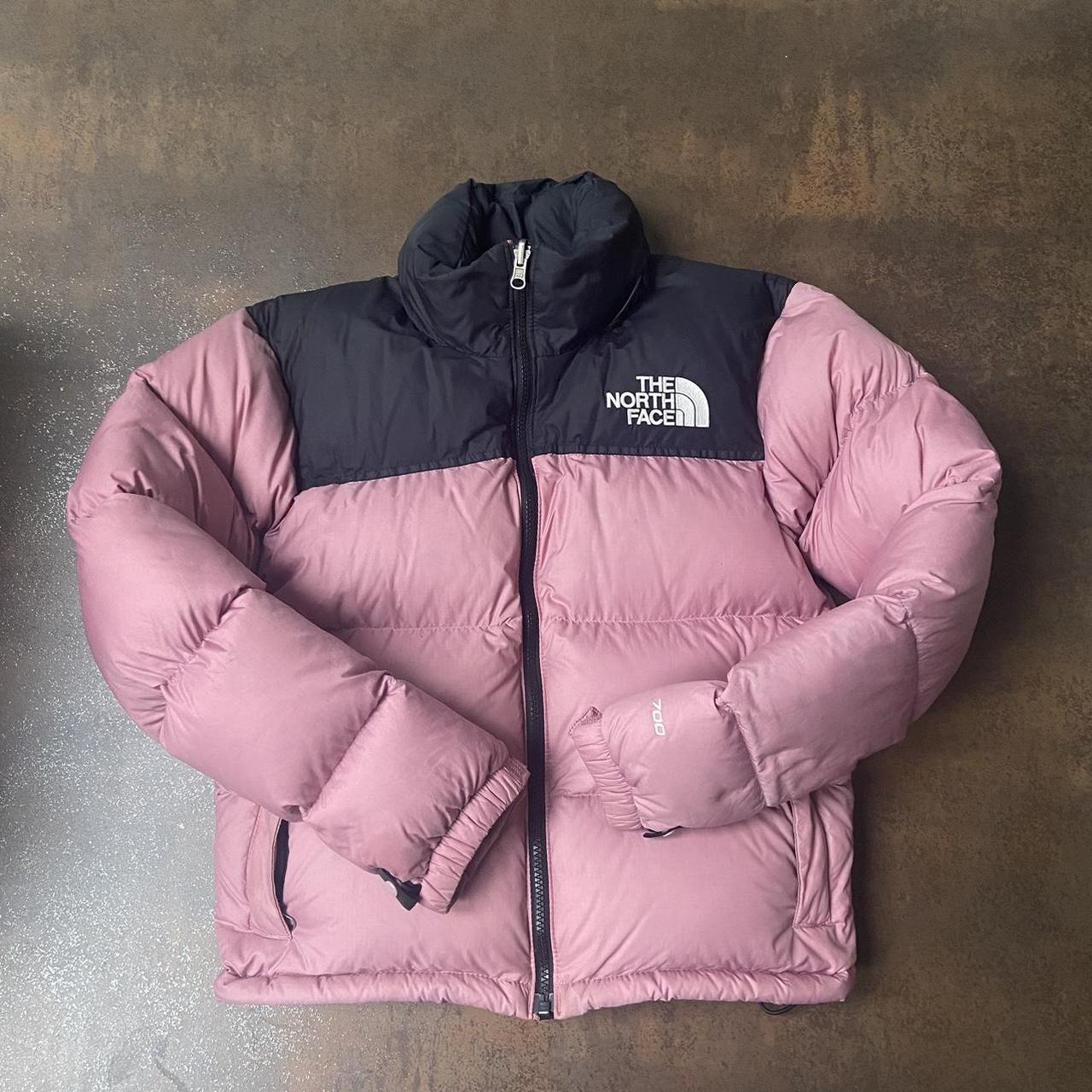 Pink and black north face nuptse puffer 700... - Depop