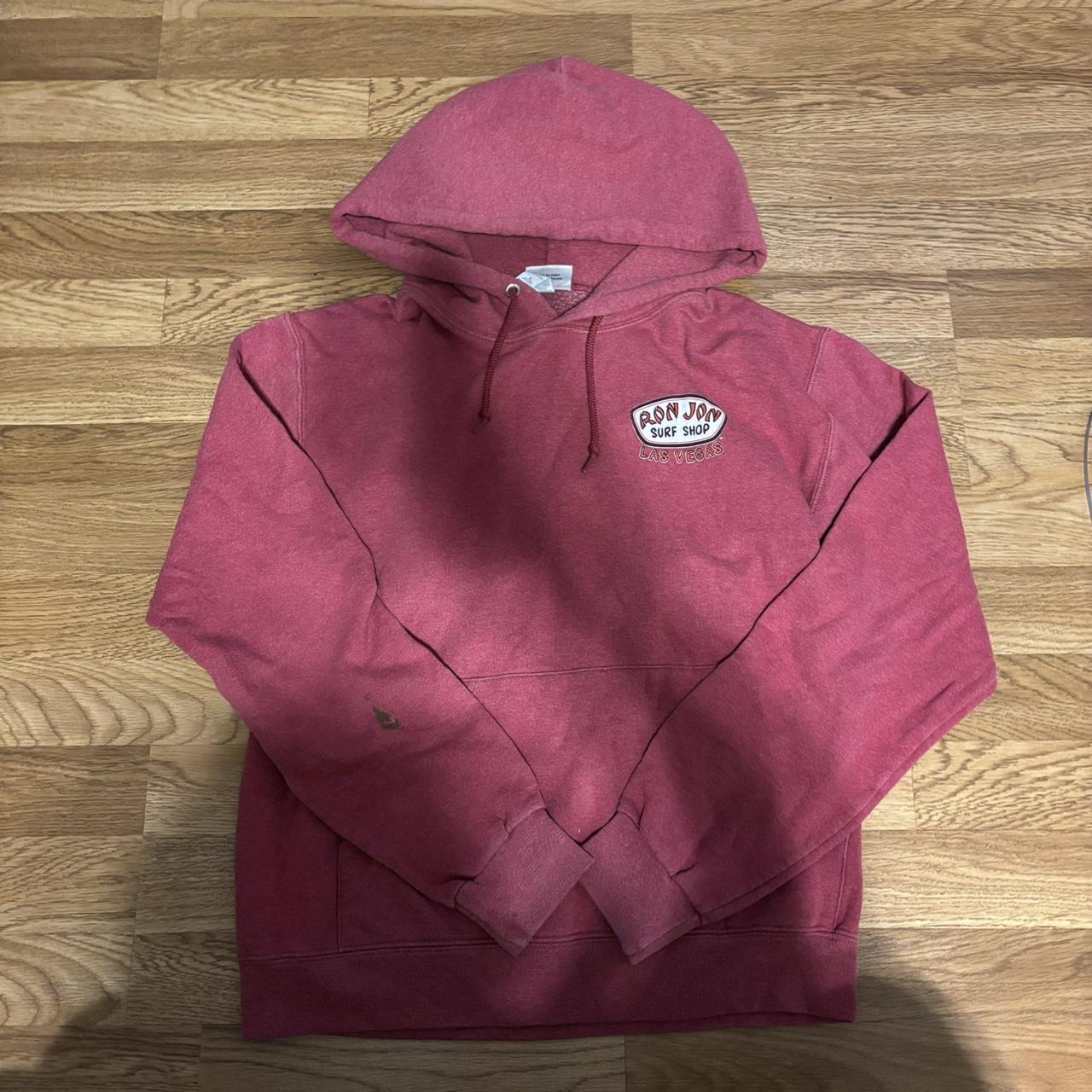 ron jon hoodie ron jon surf shop *green paint... - Depop