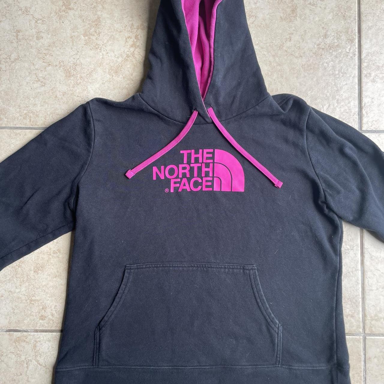The North Face black and pink hoodie Tagged an XL... - Depop