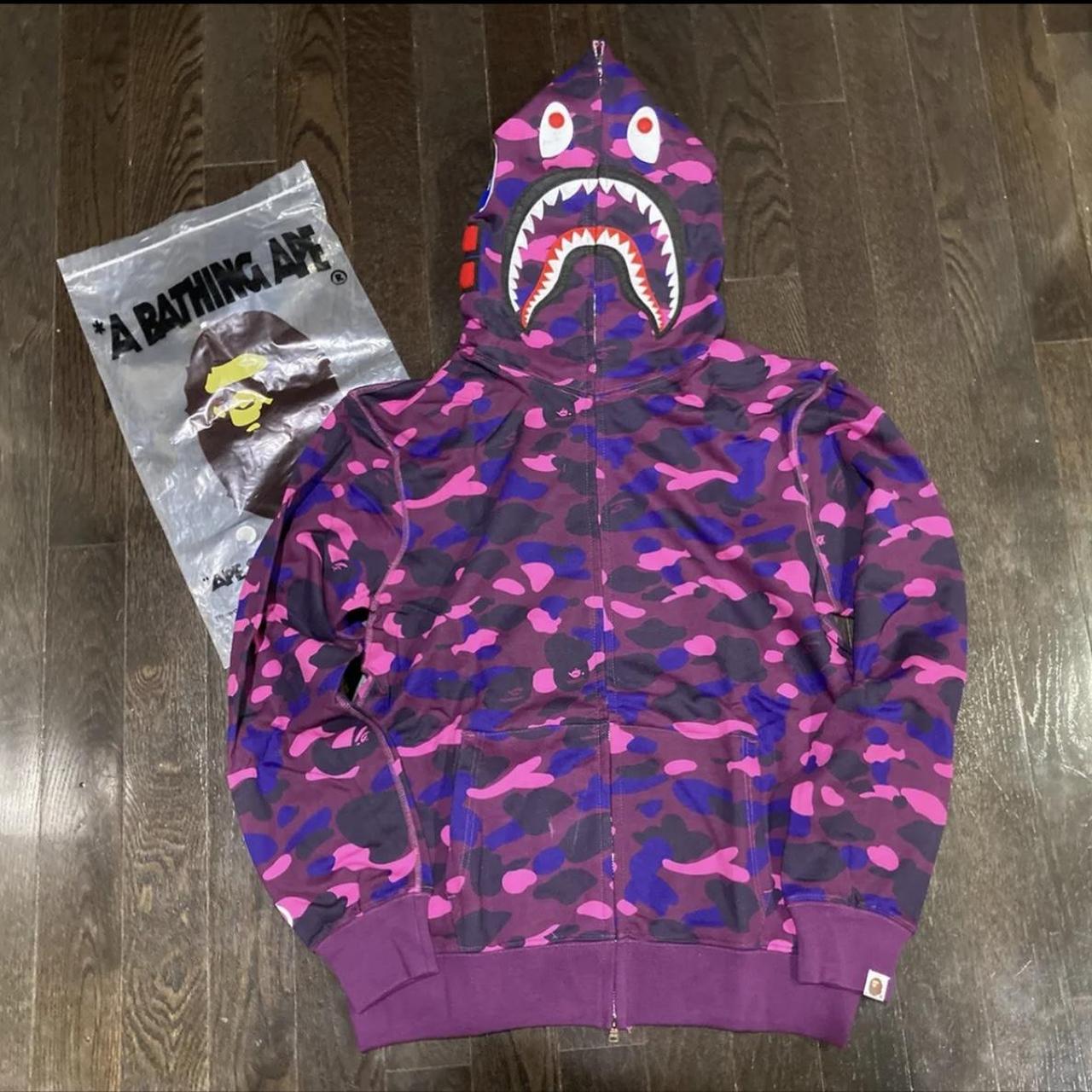 BAPE Men's Purple and Pink Hoodie | Depop