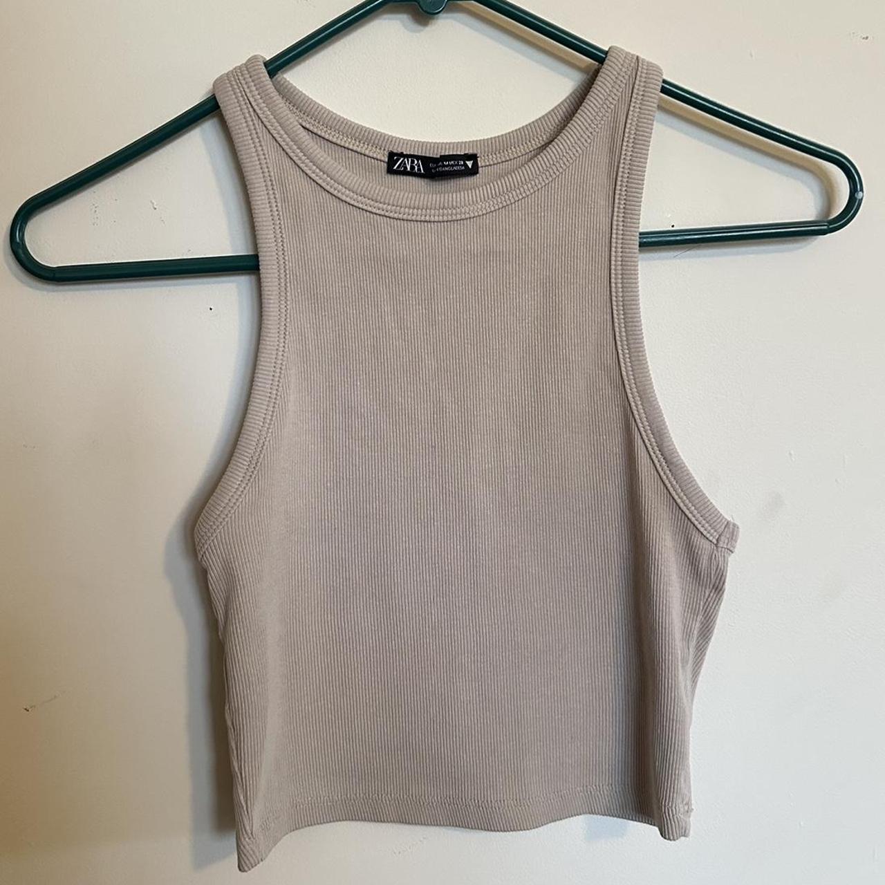 Zara Women's Tan Crop-top | Depop