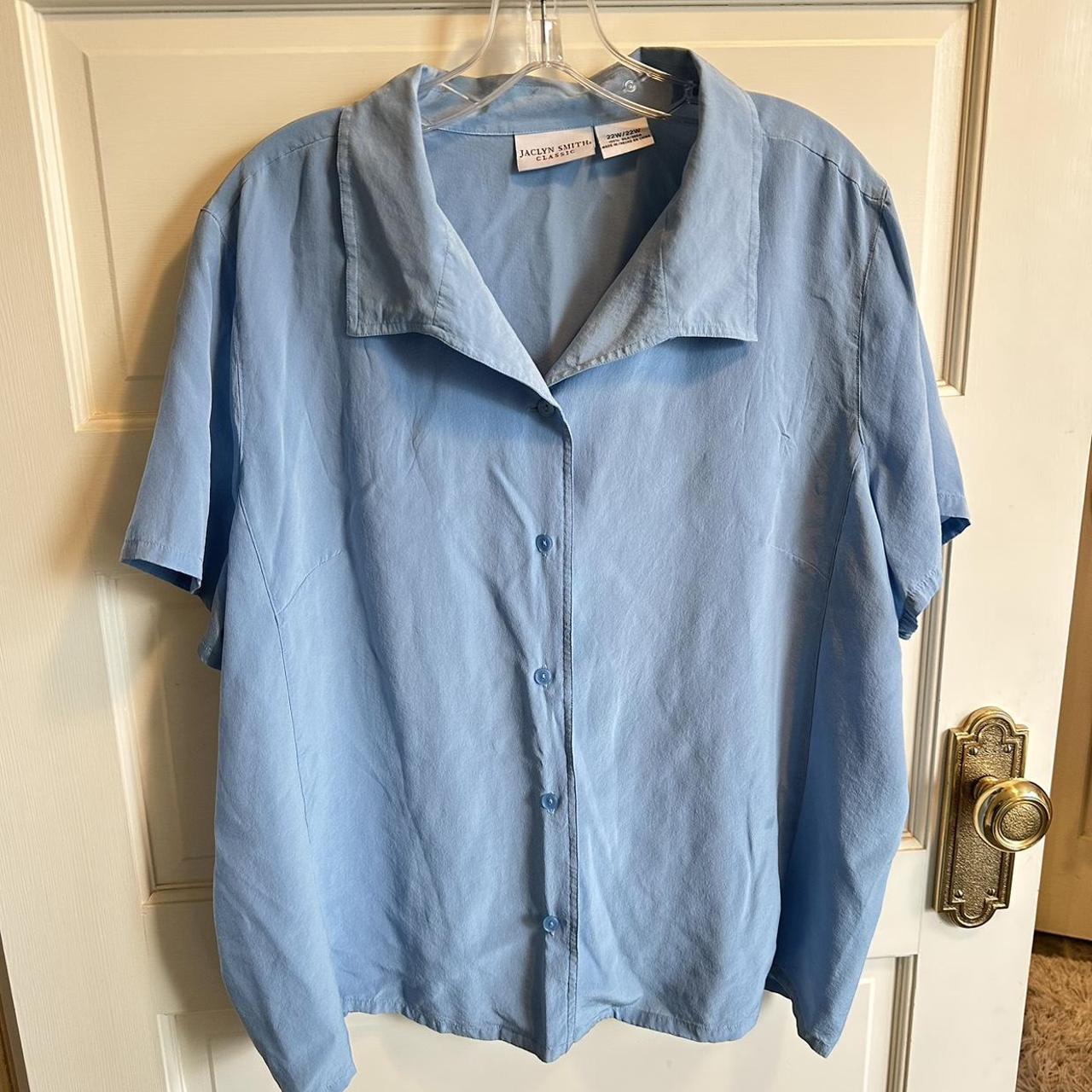 Jaclyn Smith Women's Blue Shirt | Depop