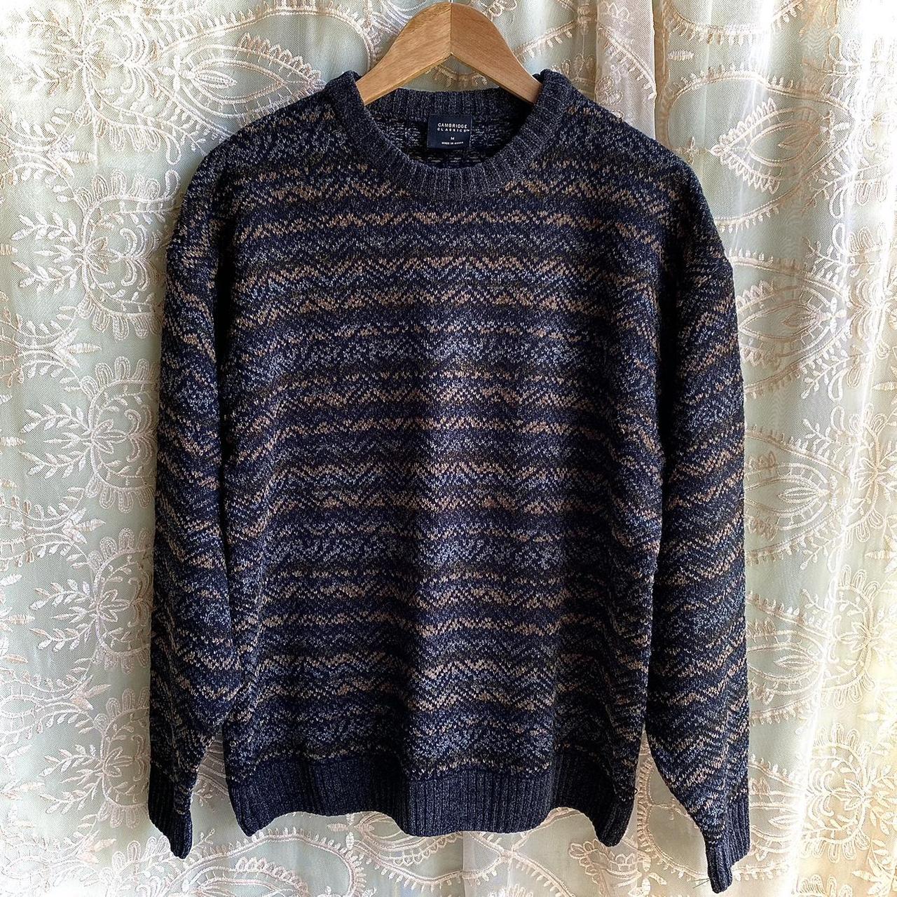 Men's Grey and Brown Jumper Depop