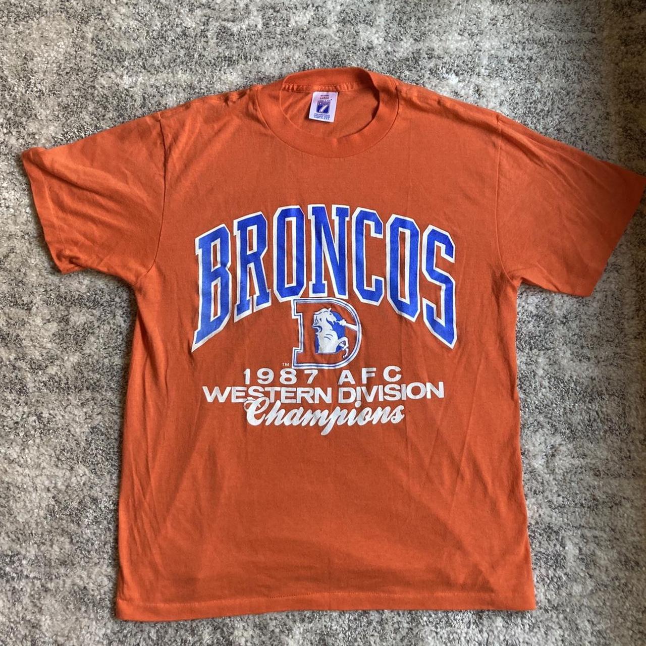 Vintage NFL Denver Broncos AFC Champs Tee Shirt 1987 Large Made USA