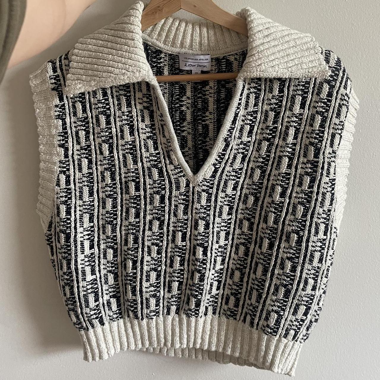 & Other Stories Women's Black and White Jumper | Depop