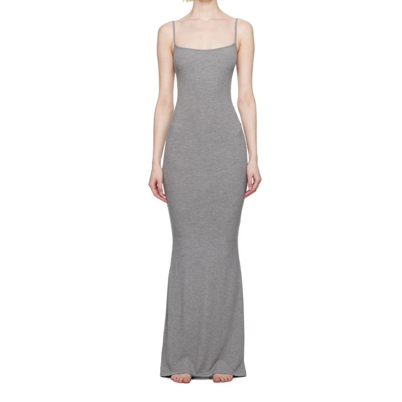 SKIMS Gray Soft Lounge Long Slip Maxi Dress Size... - Depop