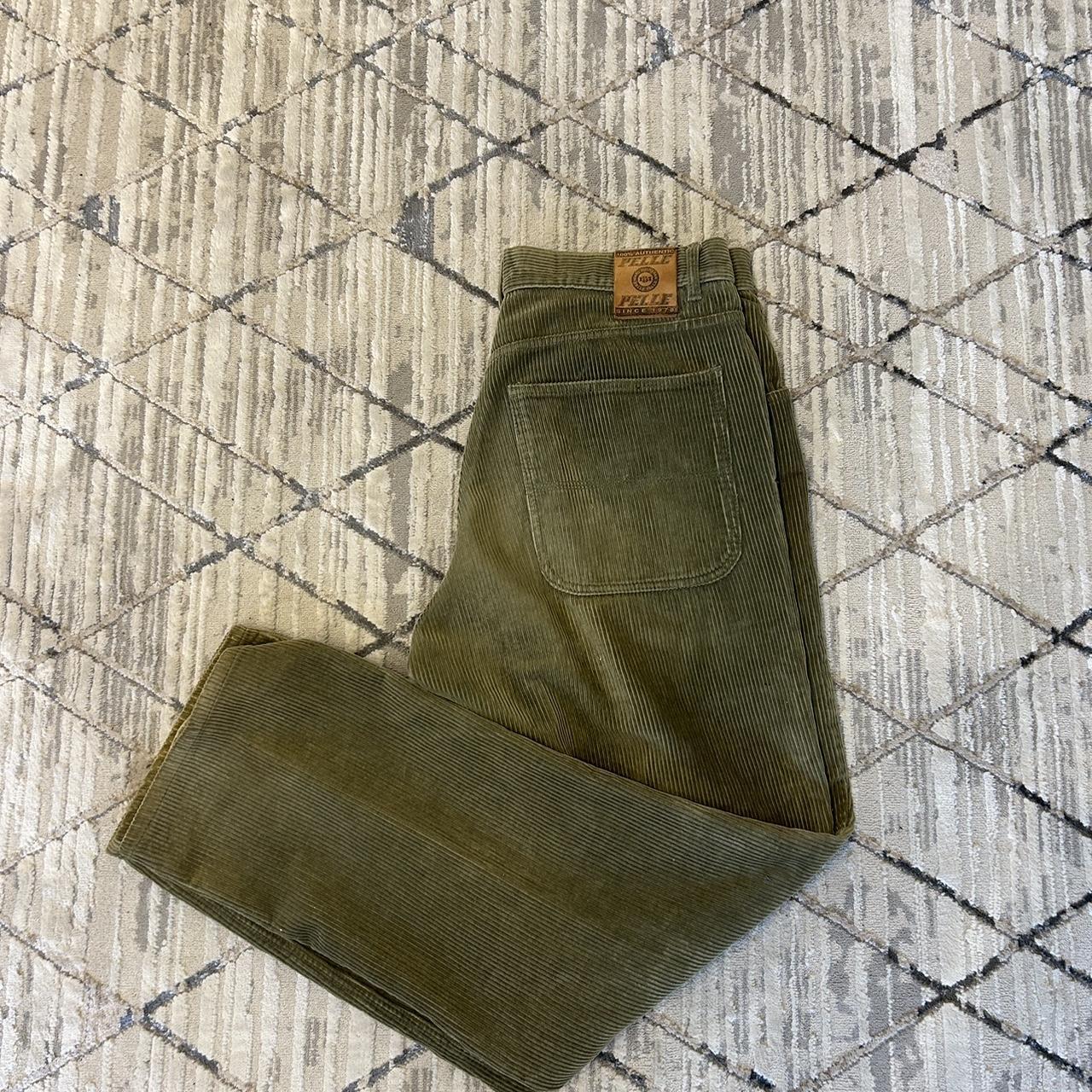 Y2K Pelle Pelle extra baggy men’s green corduroy... Depop