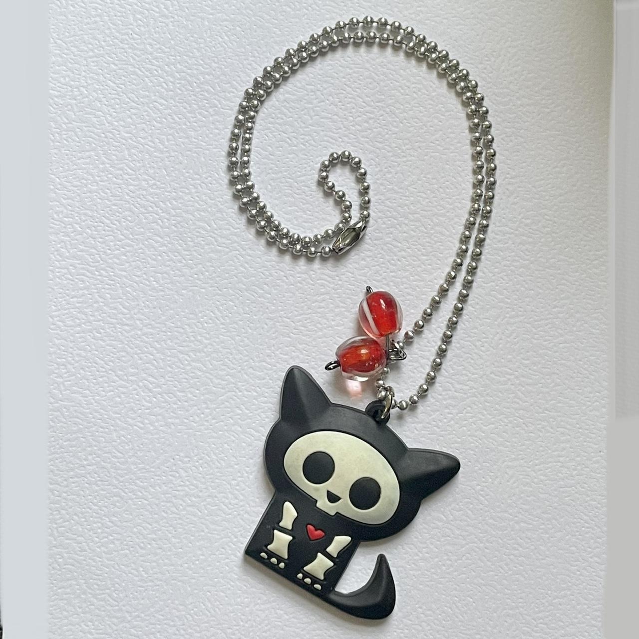 OG Skelanimals Kit the Cat cherry charm necklace for... - Depop