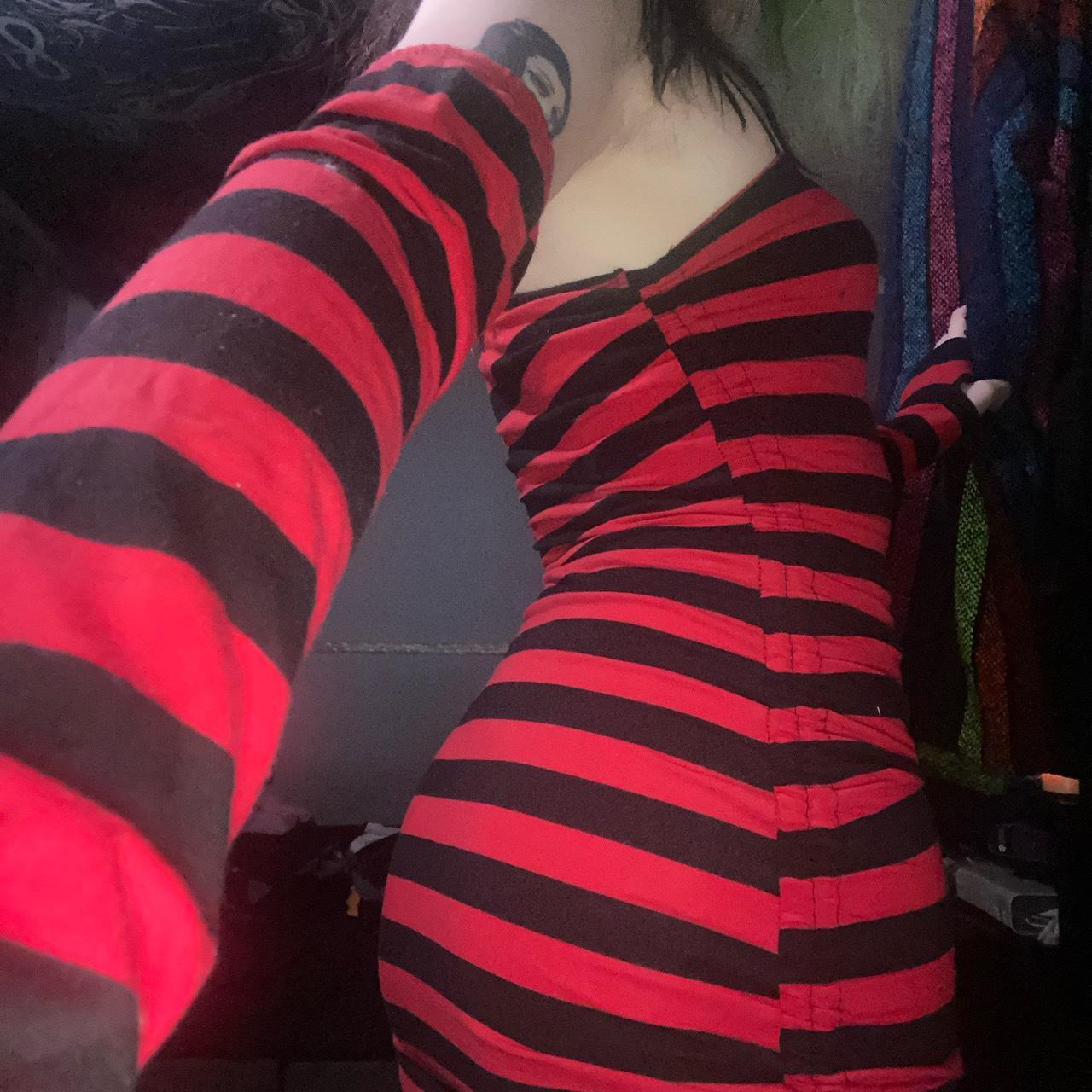 Current Mood ️ Red and black striped dress with... - Depop