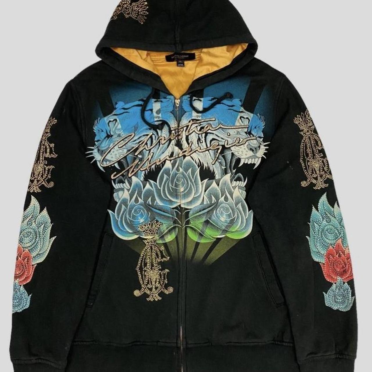 Christian Audigier 00's Graphic Hoodie - XXL Rare | Depop