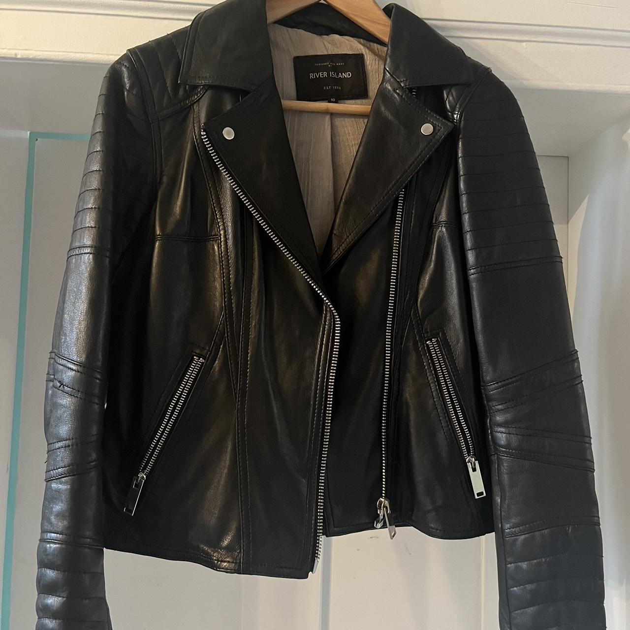 River Island leather jacket. Lovely jacket in... - Depop