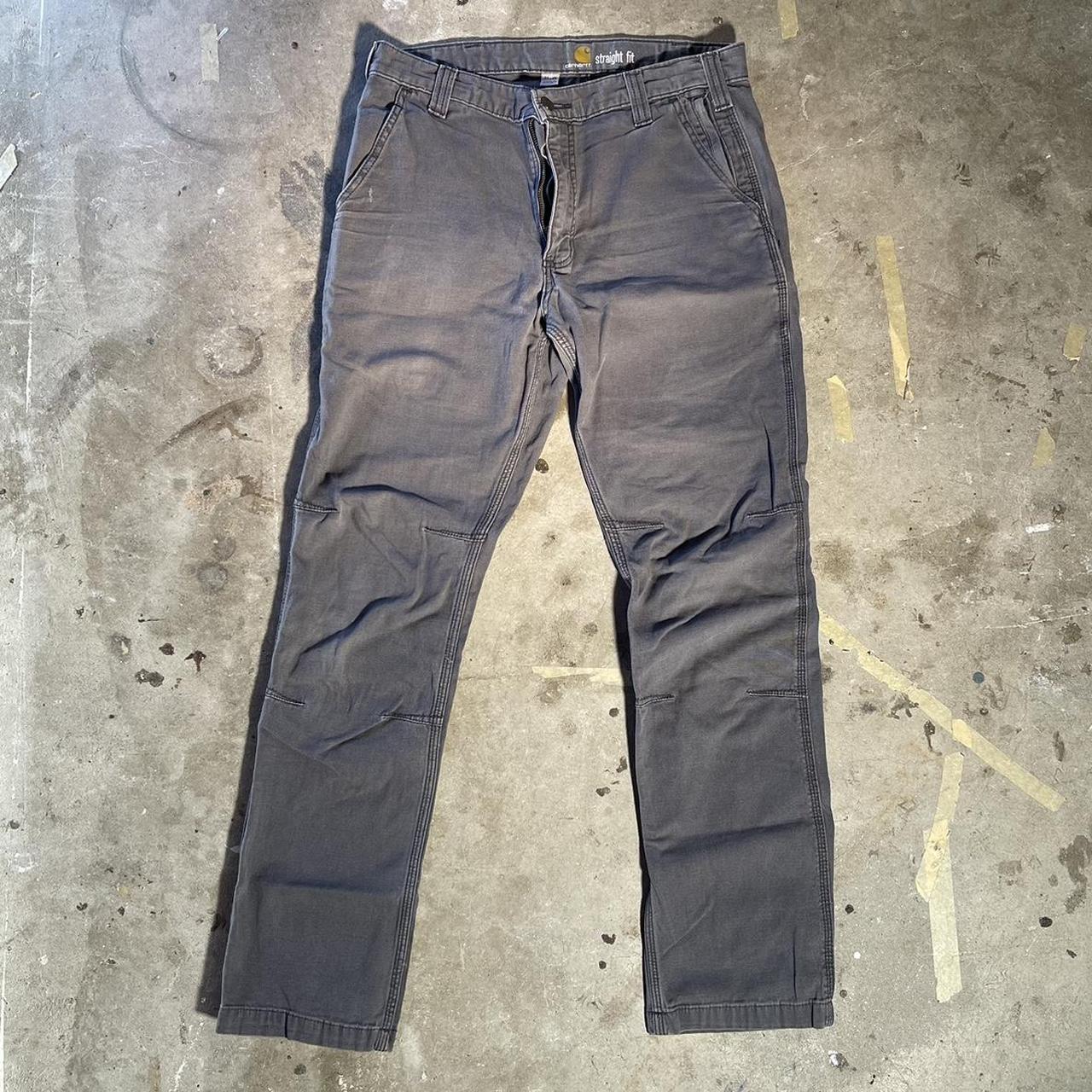 Carhartt Men's Grey and Blue Trousers | Depop