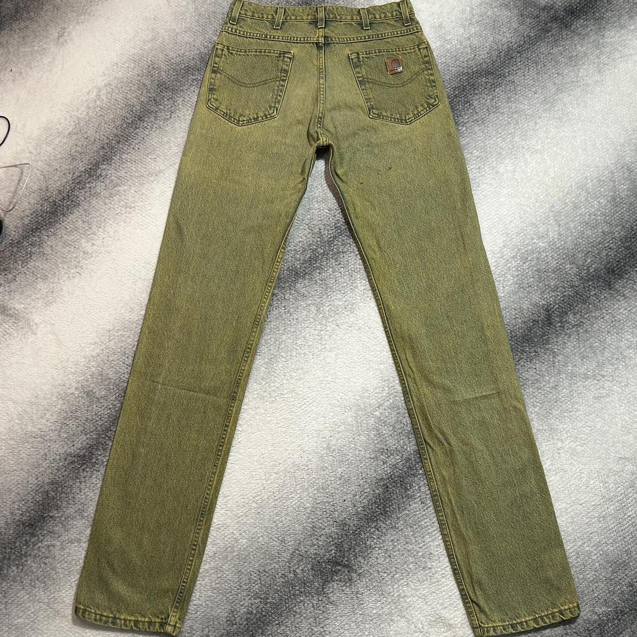 Carhartt green wash jeans Most likely been dyed,... Depop