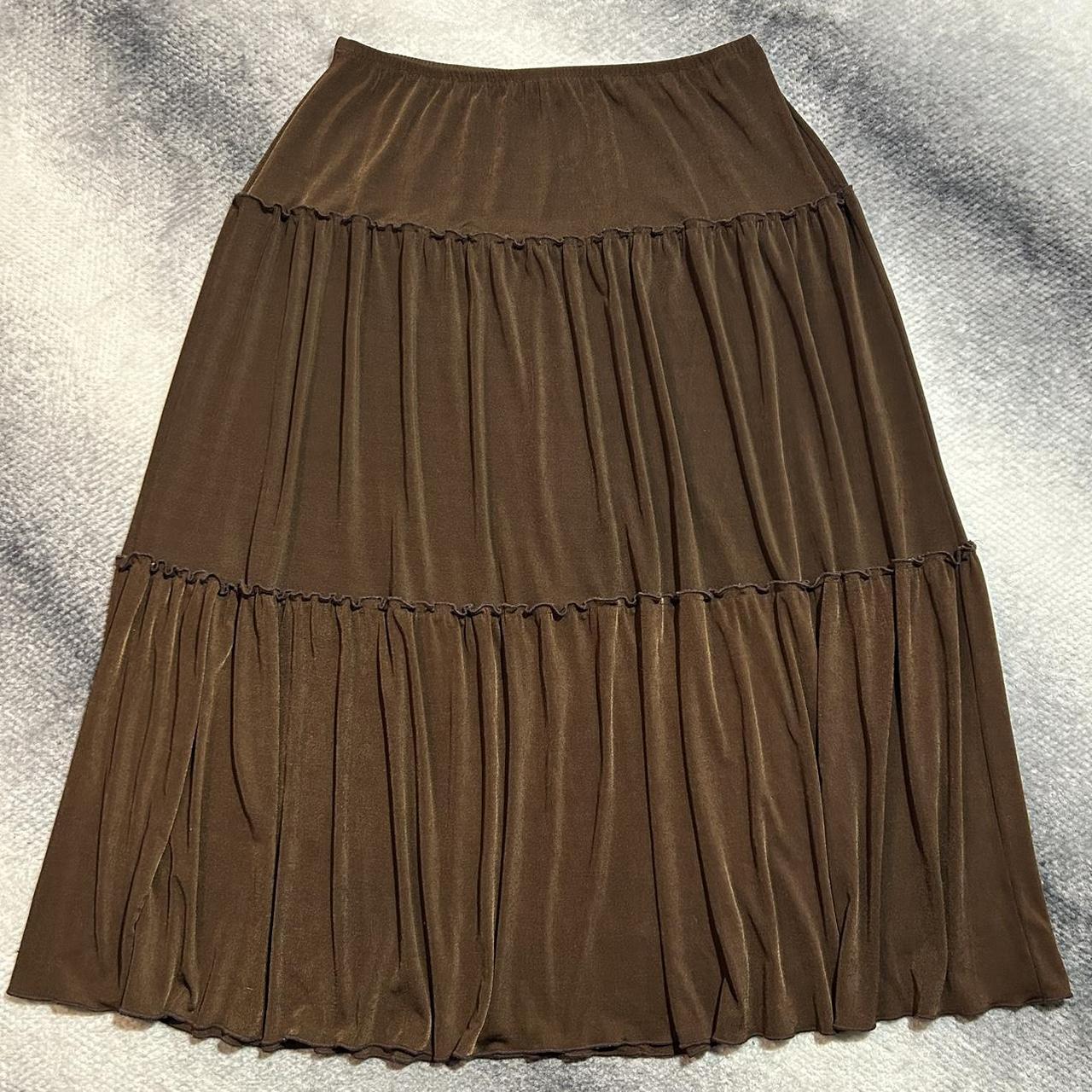 Vintage brown tiered skirt Made in USA Brand is... - Depop