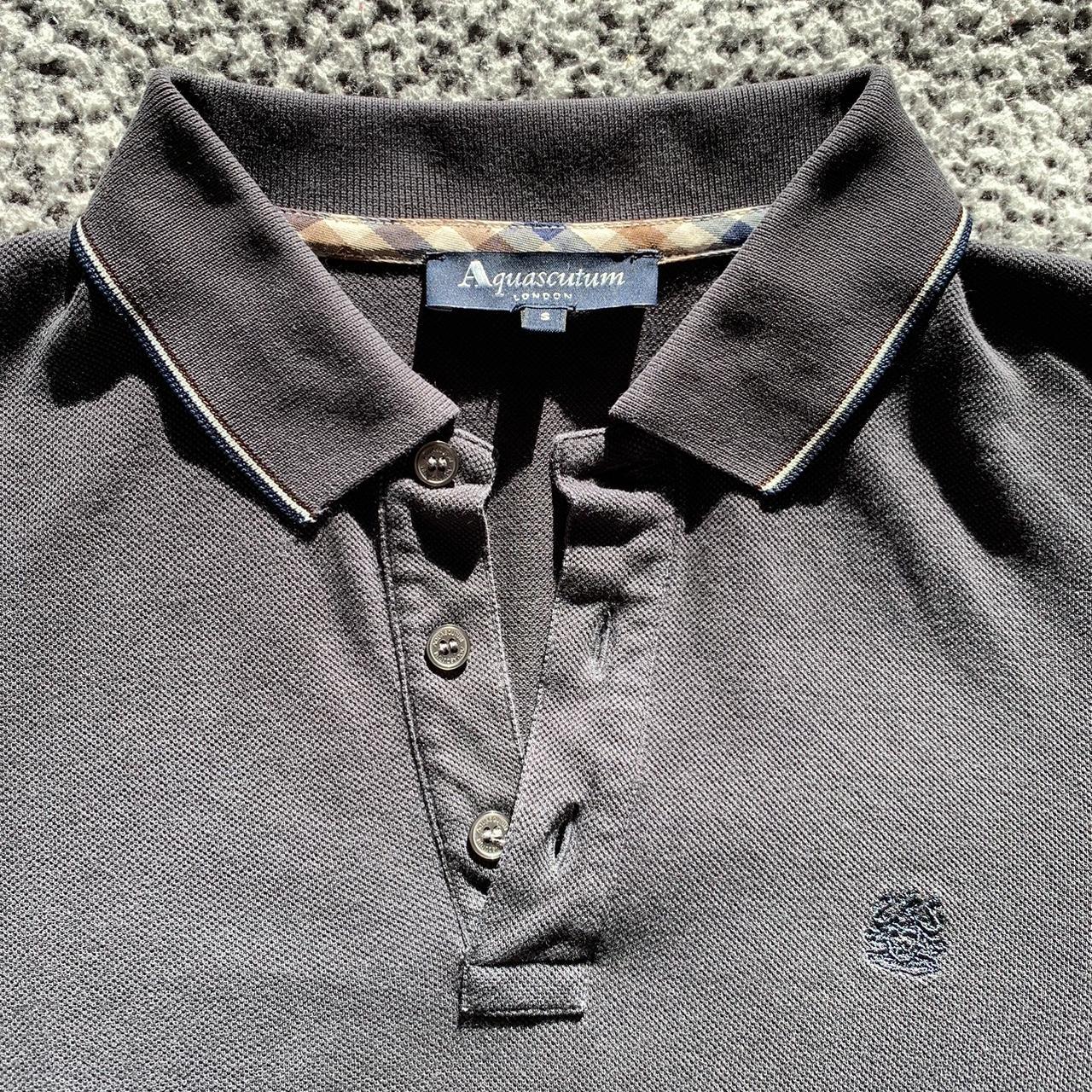 Aquascutum long sleeve polo shirt in charcoal Depop