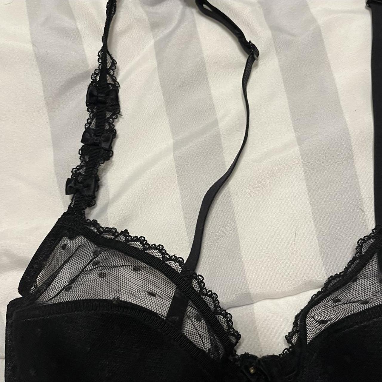 Dainty Betsey Johnson Black Balconette Lace Bra Bra Depop