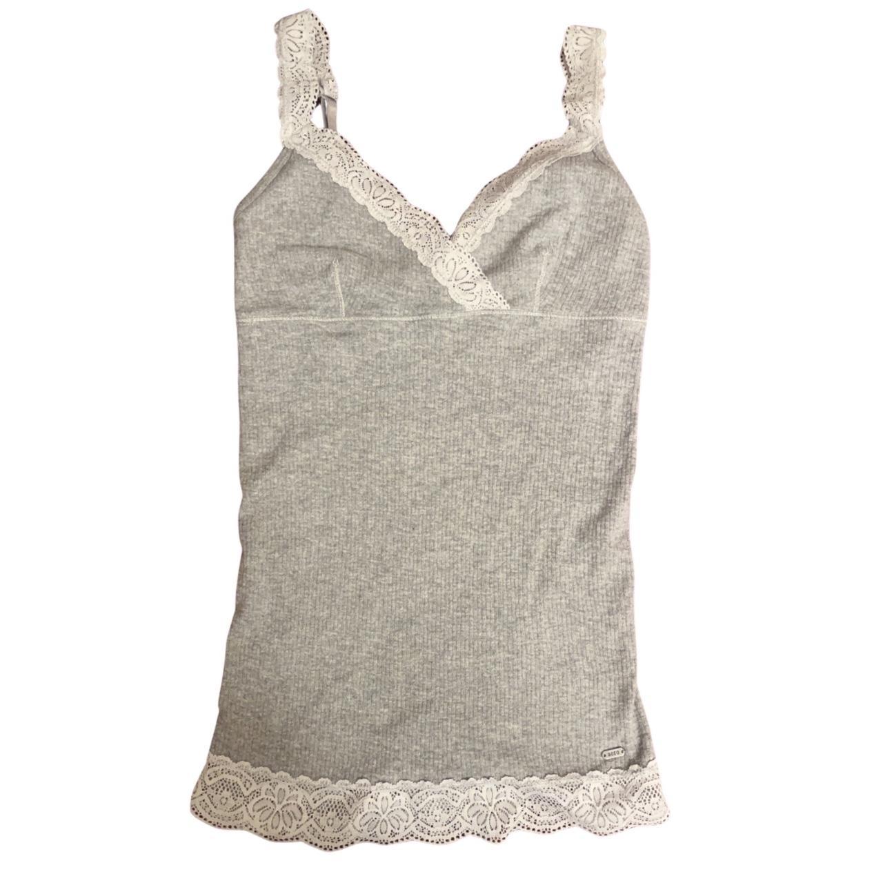 Aeropostale grey lace edge cami Size: small... - Depop