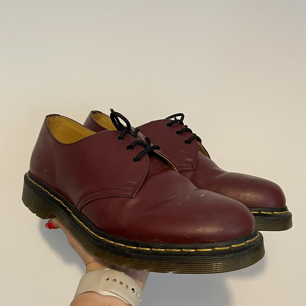 Dr Martens deep red shoes size 10 Small scuffs as... - Depop