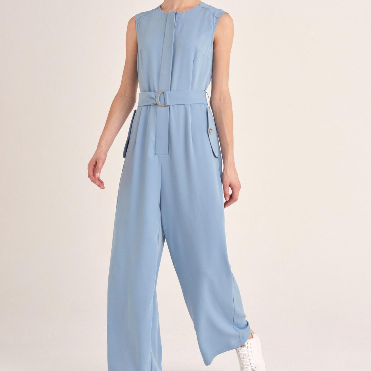 Sleeveless Utility Jumpsuit in Light Blue (Faulty Depop