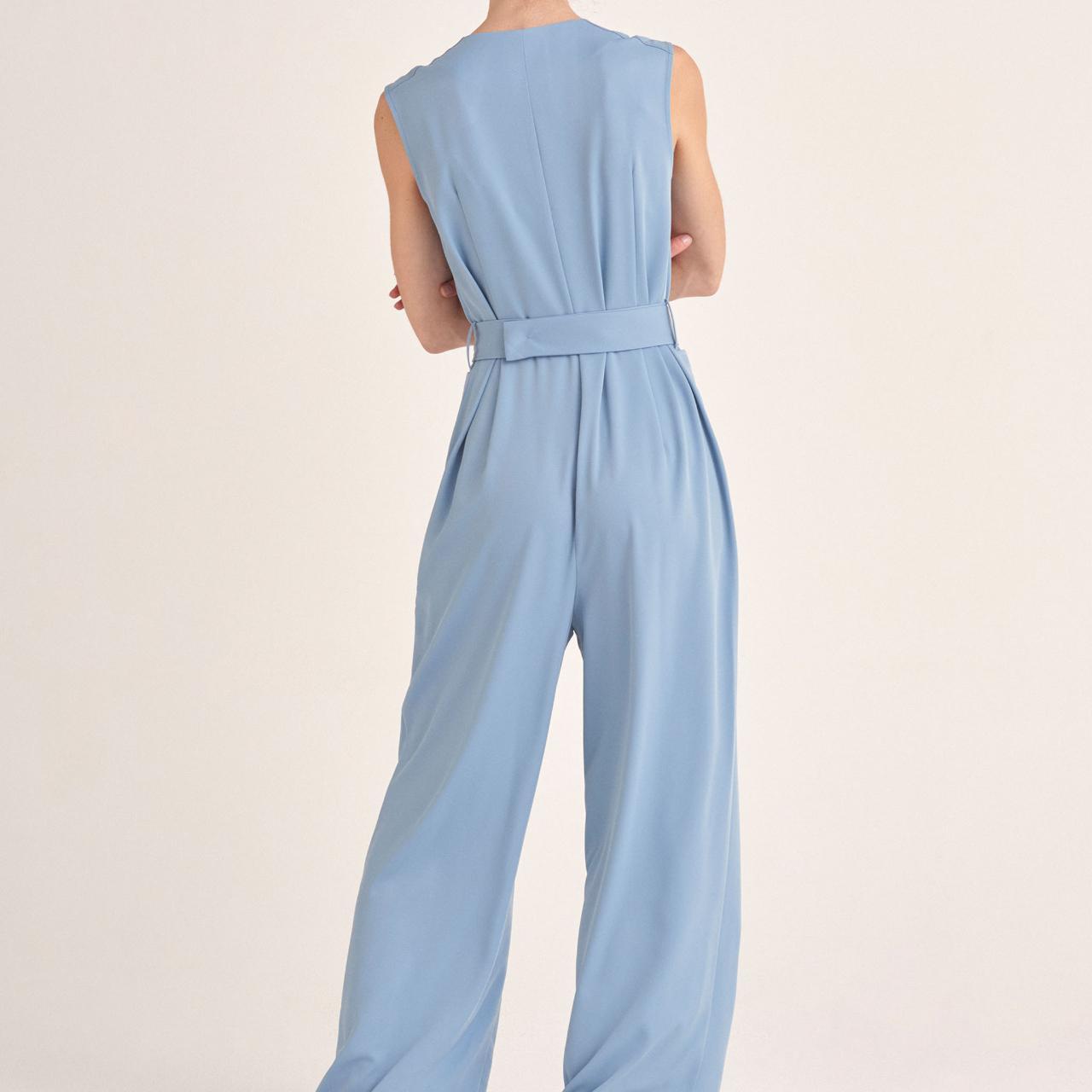 Sleeveless Utility Jumpsuit in Light Blue (Faulty Depop