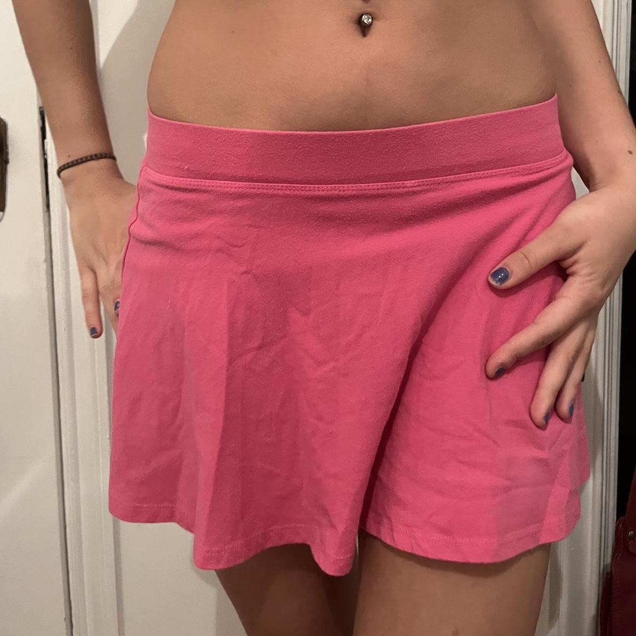Hot pink mini skirt f yeah. Comes with built in