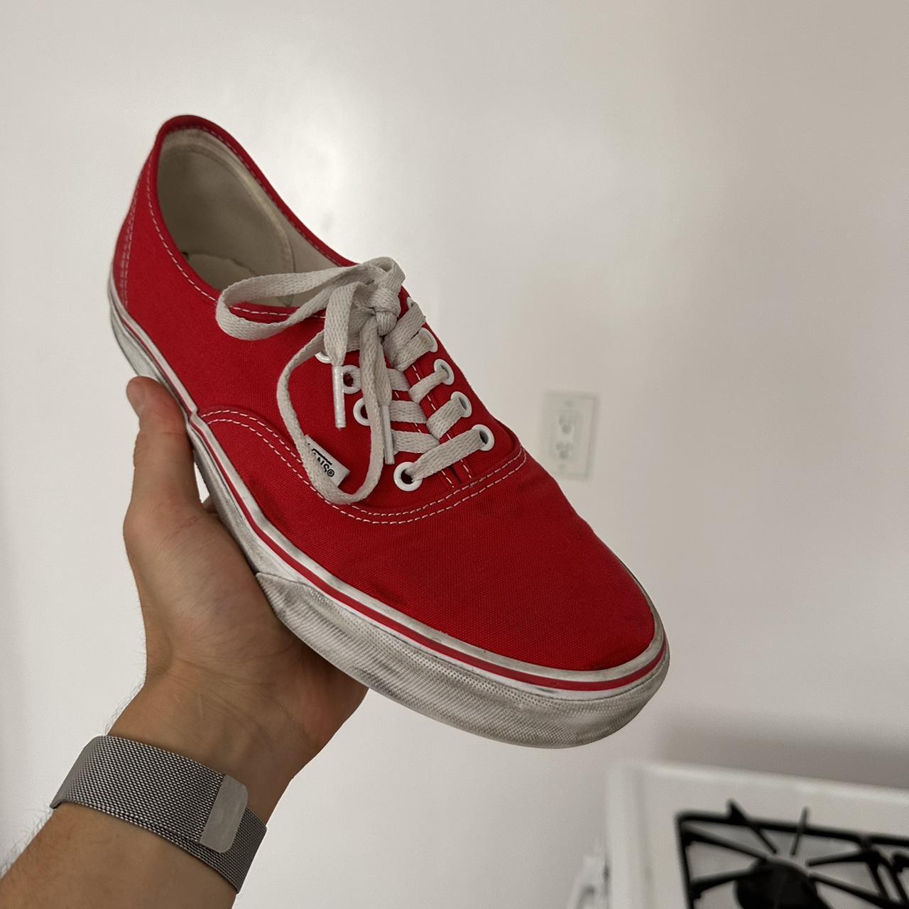 Worn-in Red Vans size 10 not worn for that long,... - Depop