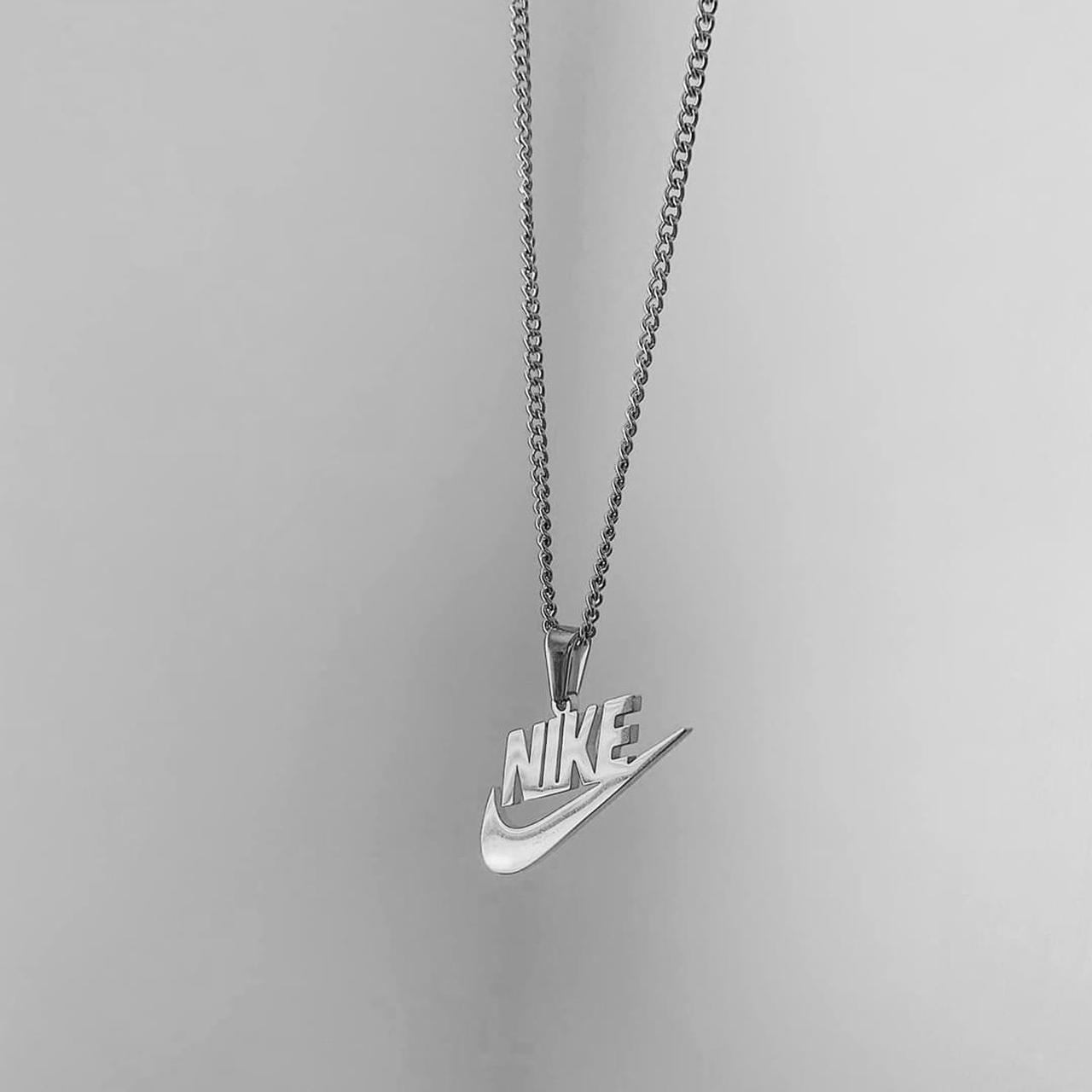 NIKE. Swoosh Pendant on Dainty Silver Curb Chain. Depop