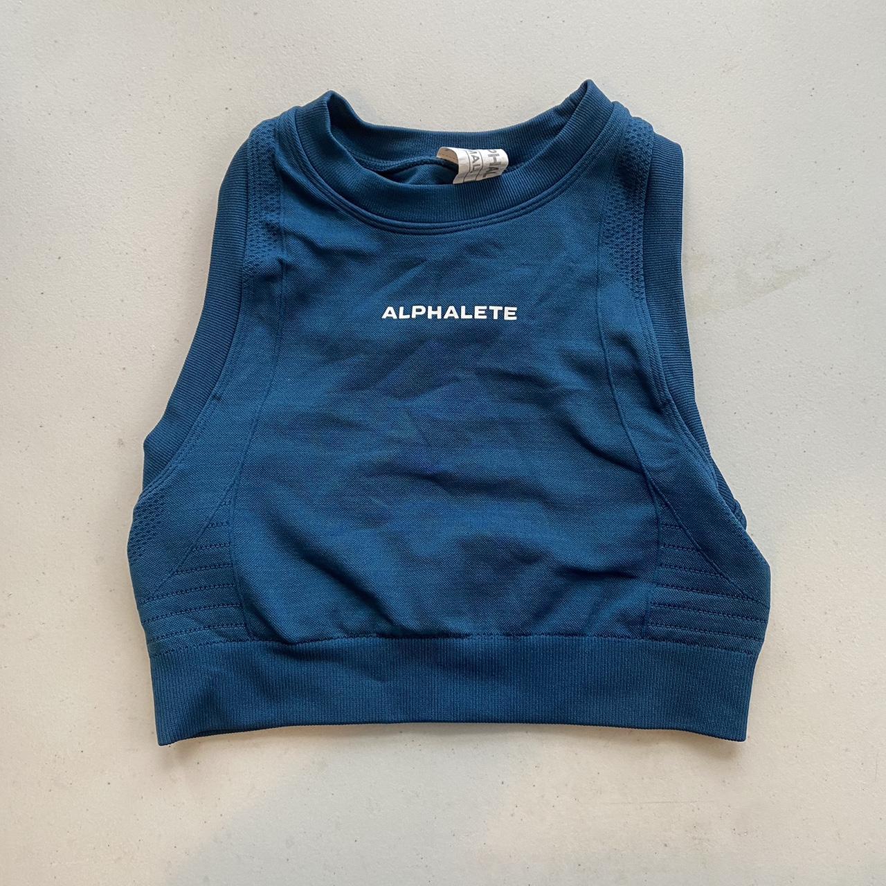 alphalete ozone sports bra in atlantic blue, no... - Depop