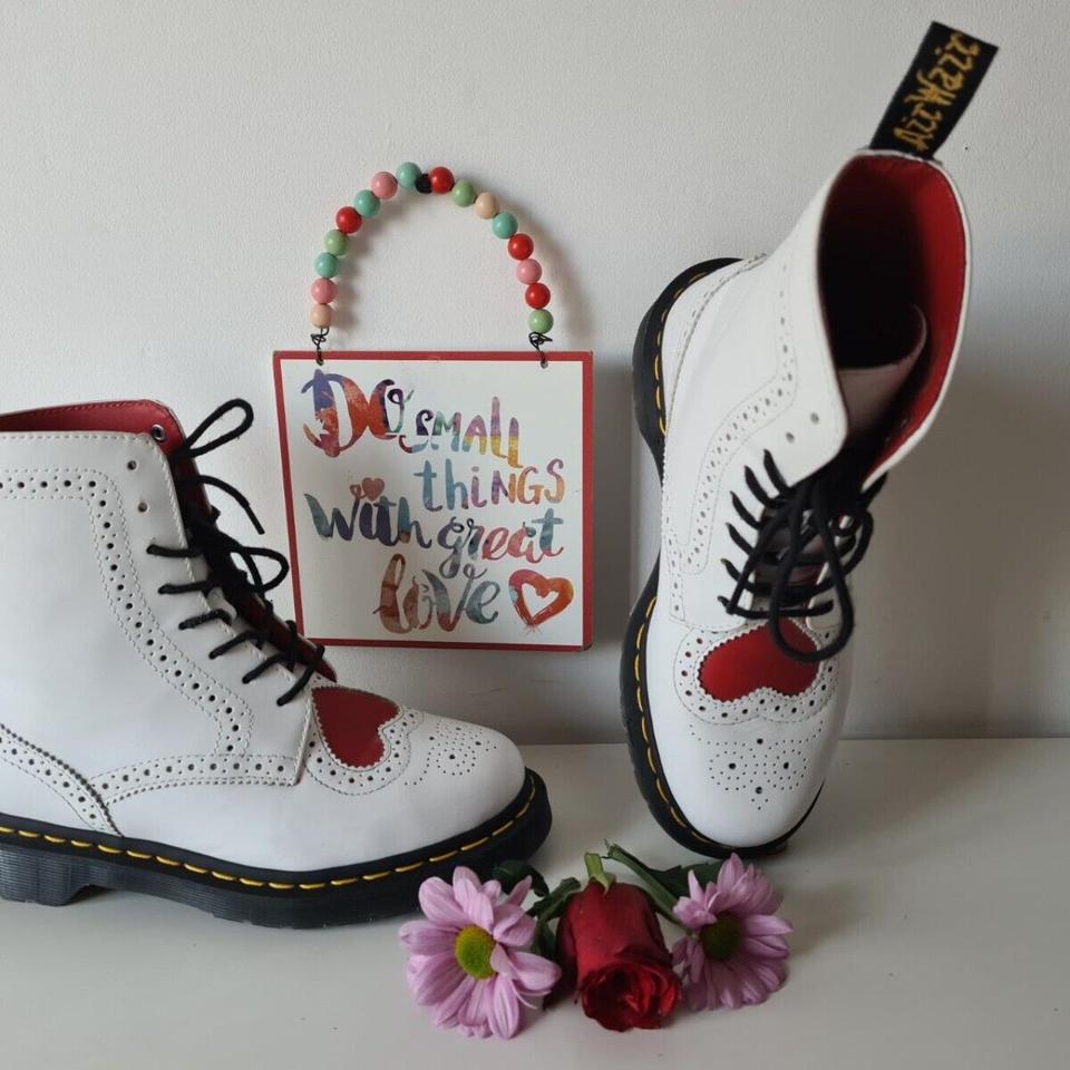 Dr Martens Bentley II 1460 red heart white 8 eye. Depop