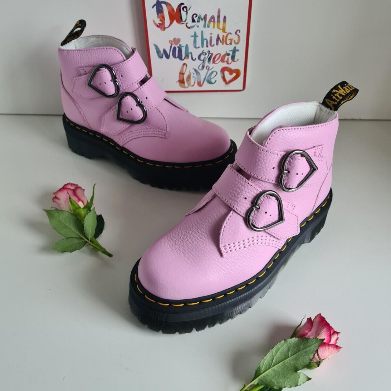 New Dr Martens Devon pink Lazy Oaf boots heart. Depop