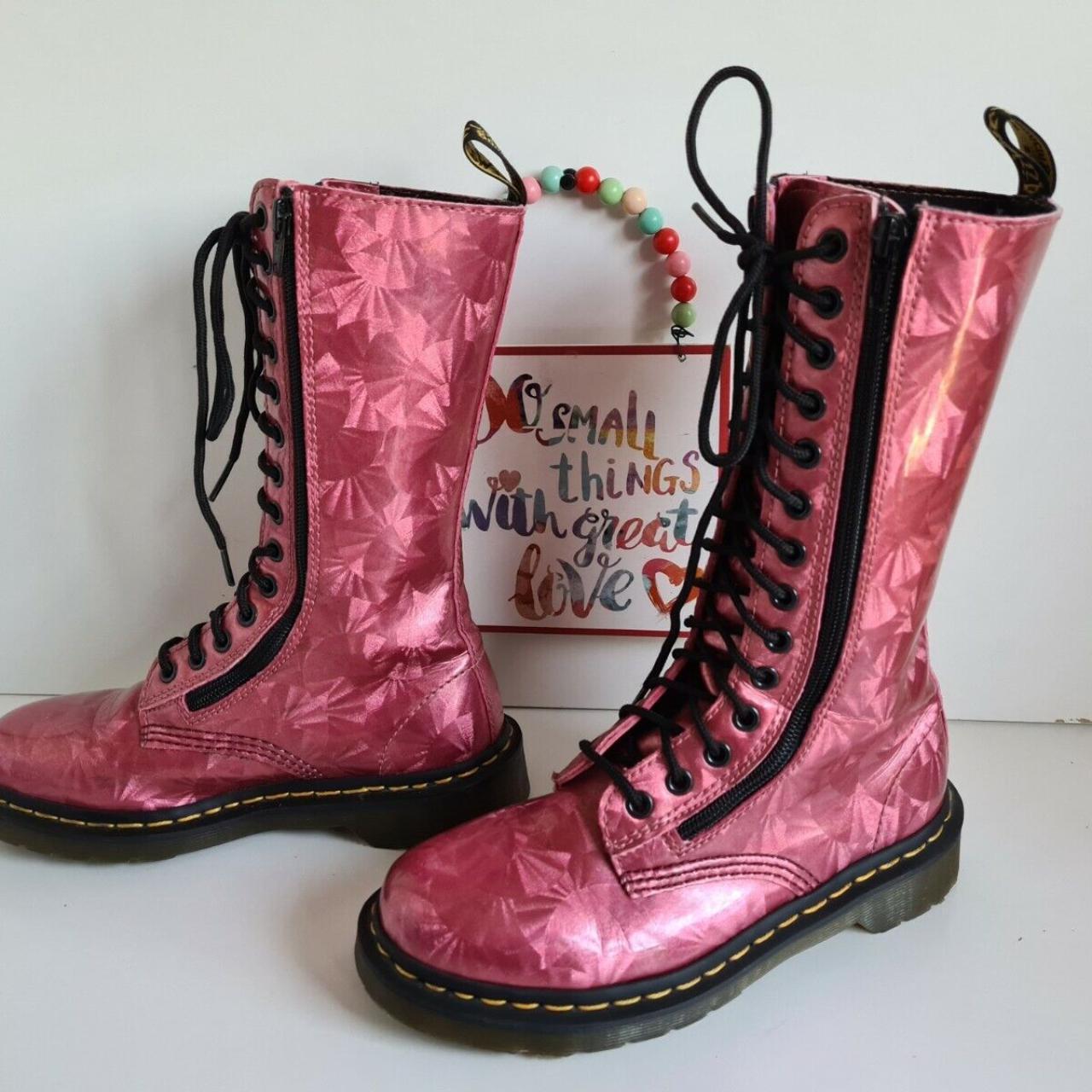 Dr Martens 14 eye JEWEL ruby pink holographic Depop