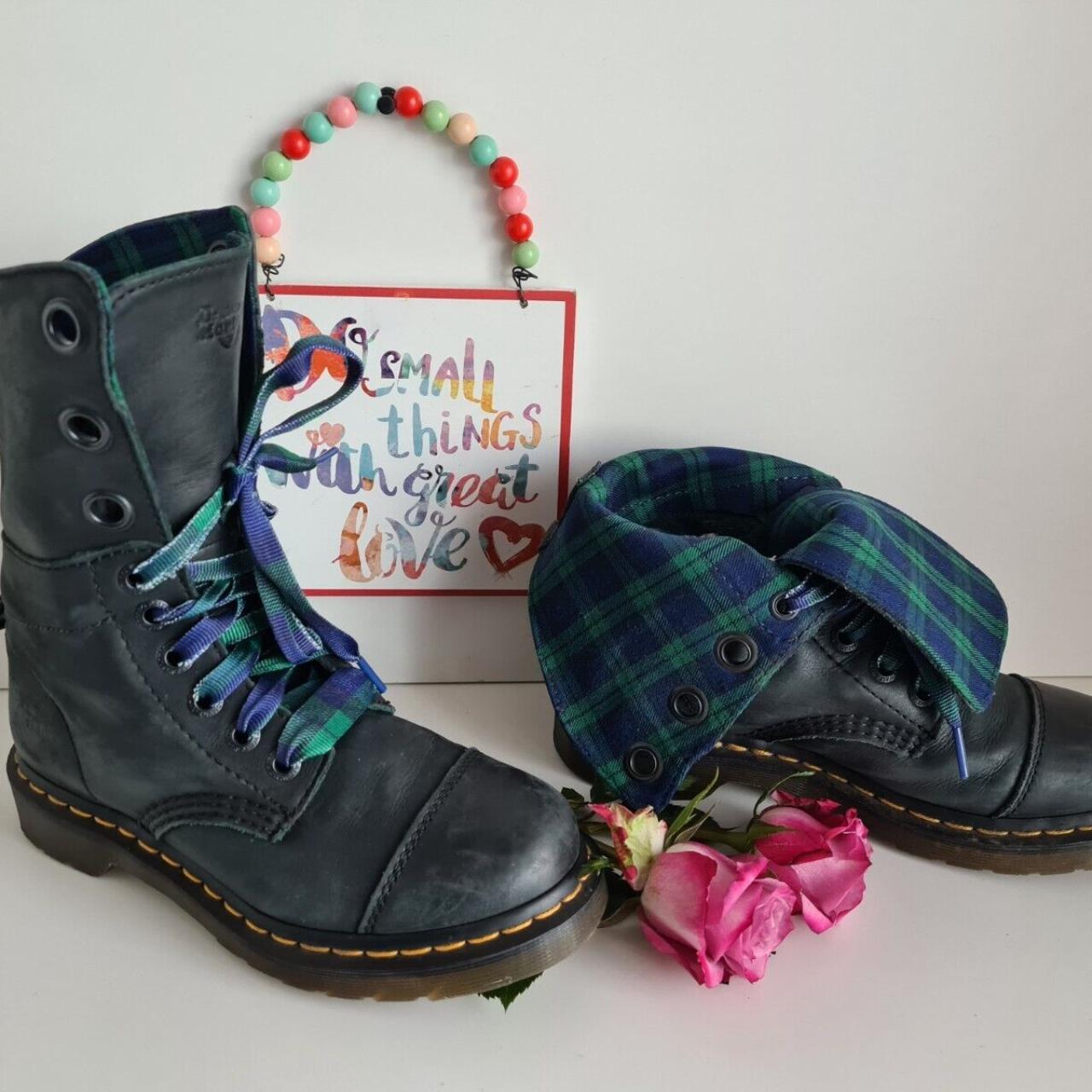 Dr Doc Martens Aimilita Triumph tartan 1914 mid calf. Depop