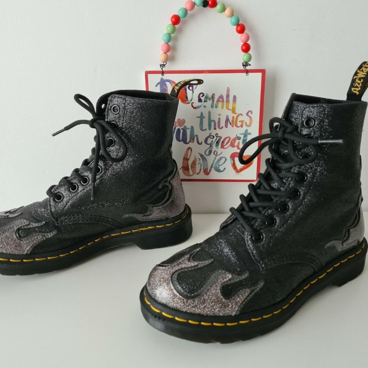 Doc Dr Martens 1460 pascal flame glitter black grey. Depop