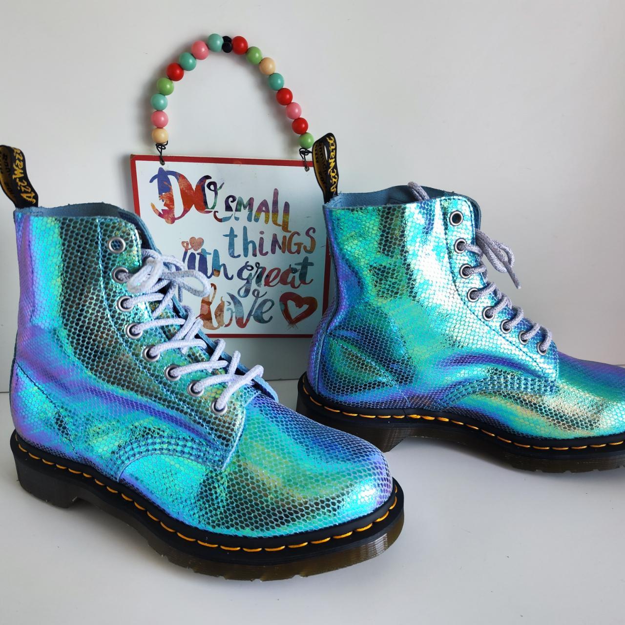 Dr martens blue 8 outlet eye iridescent croc boots