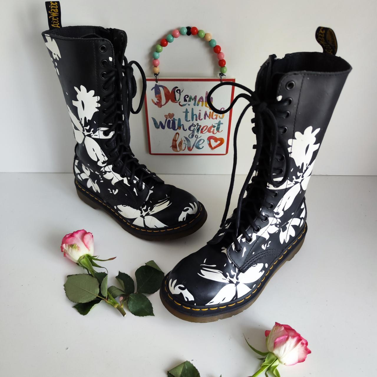 Dr. Martens AirWair Rare Petula in 2024 Black & White Floral Tall Boots