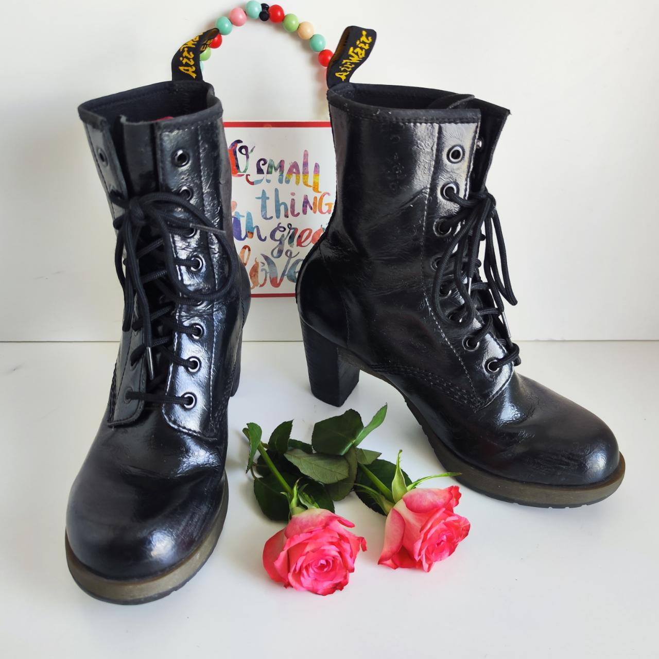 Dr Martens Darcie Black Patent cheapest Leather Heel Boots Rare & Discontinued Size 8