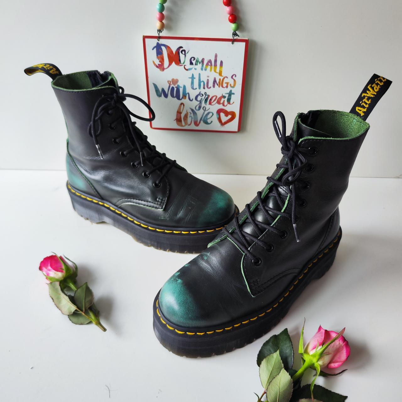 Dr Martens Jadon green black boots platform chunky. Depop