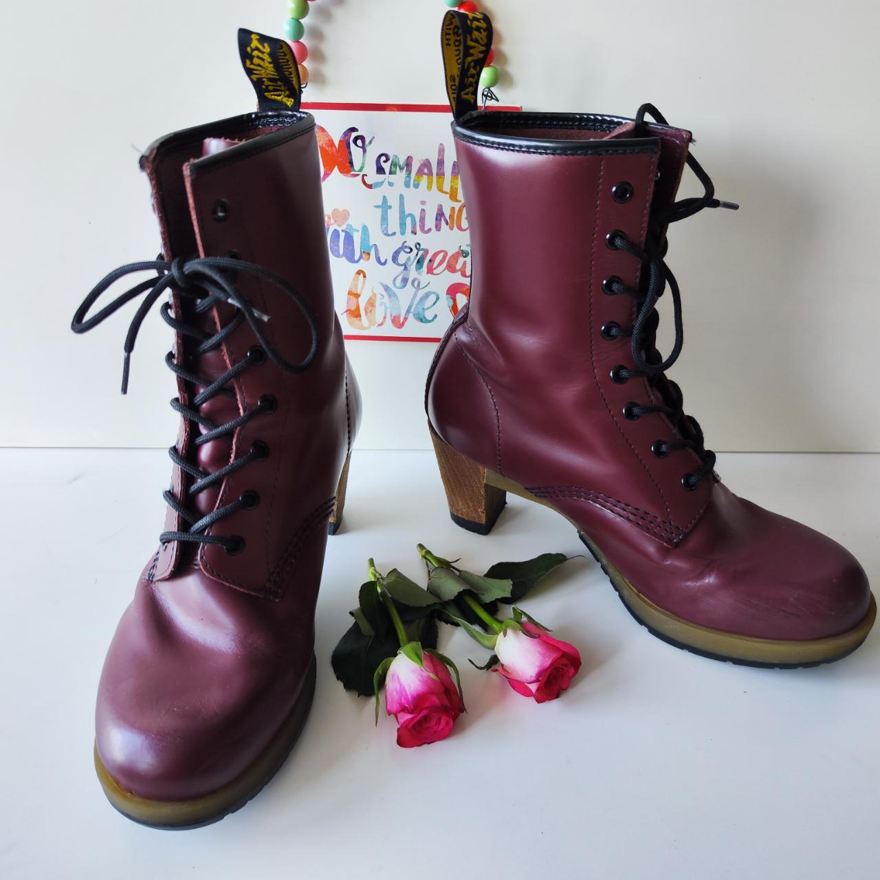 Dr Martens Diva Darcie cherry red heeled court boots. Depop