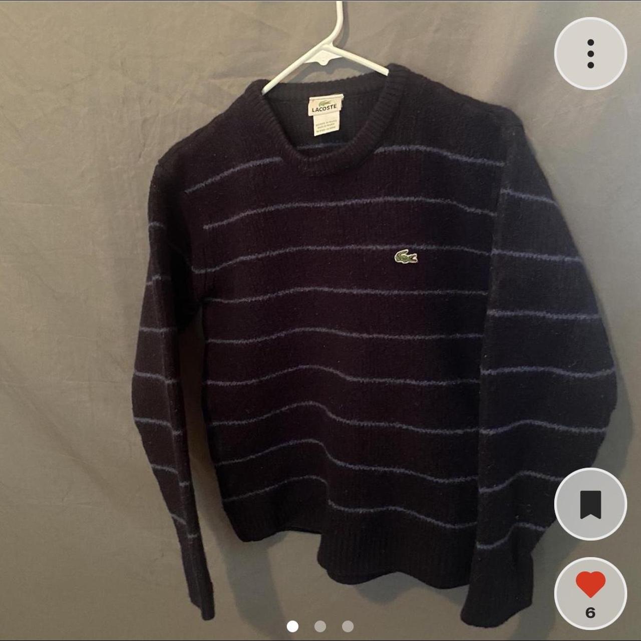 repop lacoste striped knit sweater size small or... - Depop