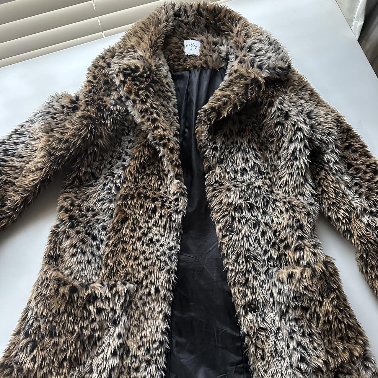 Princess Polly Faux fur leopard print jacket Worn... - Depop