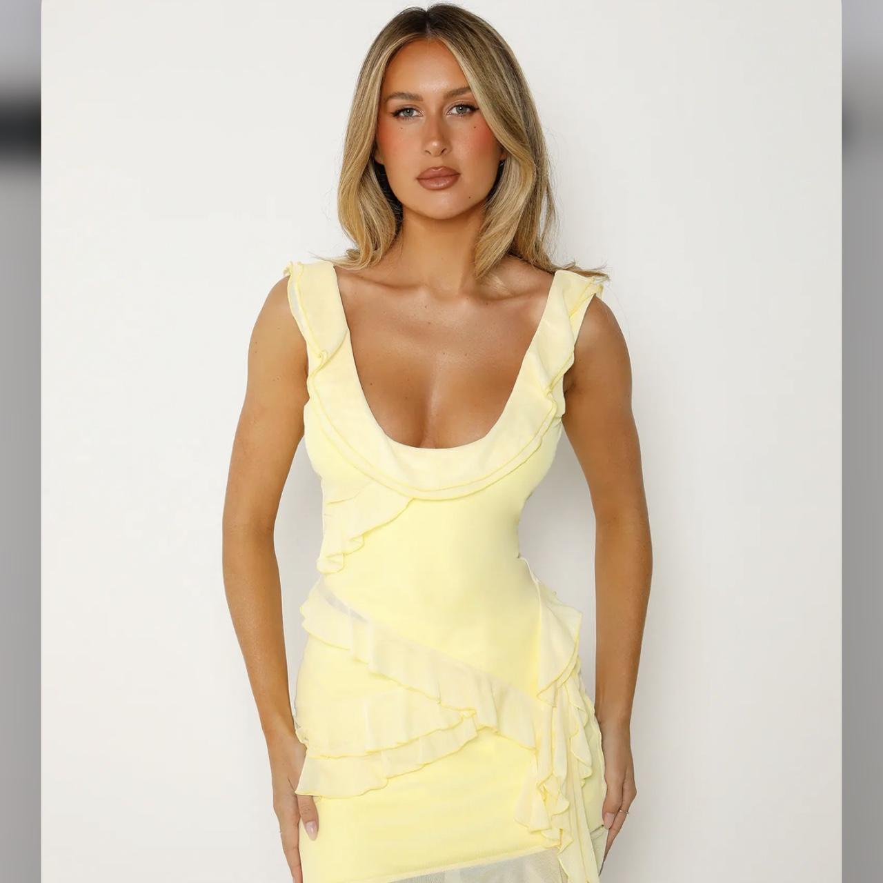 REPOP TIGER MIST sunrise dress- mustard yellow mini - Depop