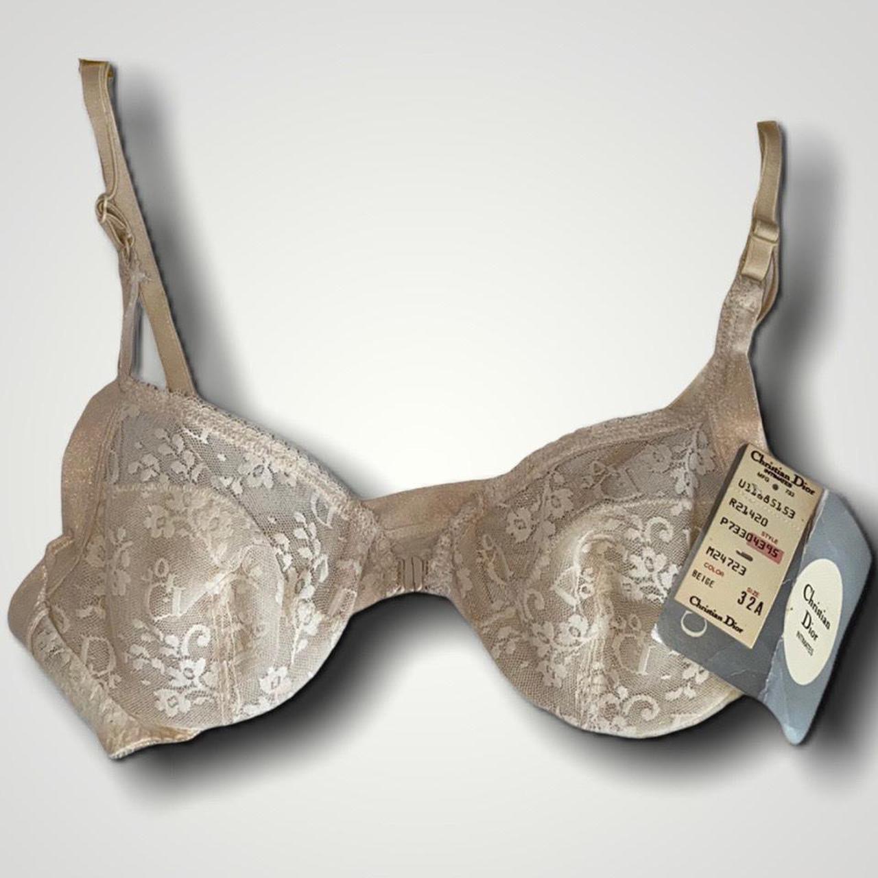 【関税&送料込】Dior Bra Vintage Christian Dior Bra 36D Ivory Satin Unlined Underwire