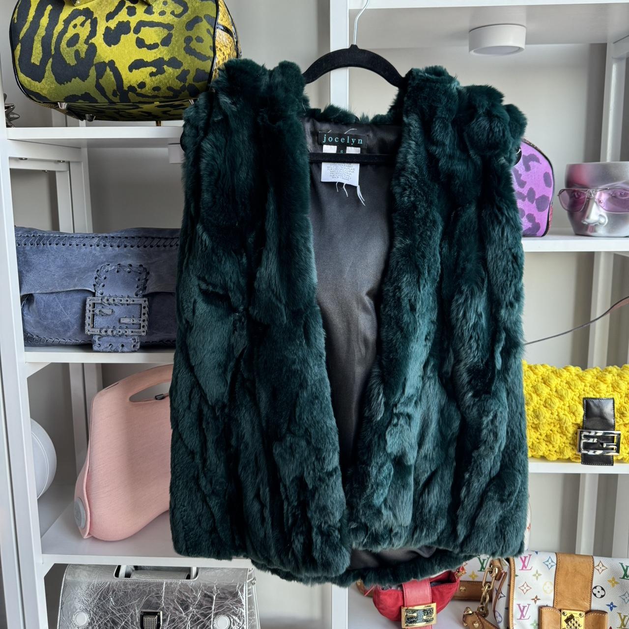 Jocelyn Fabulous deep emerald green rabbit fur vest