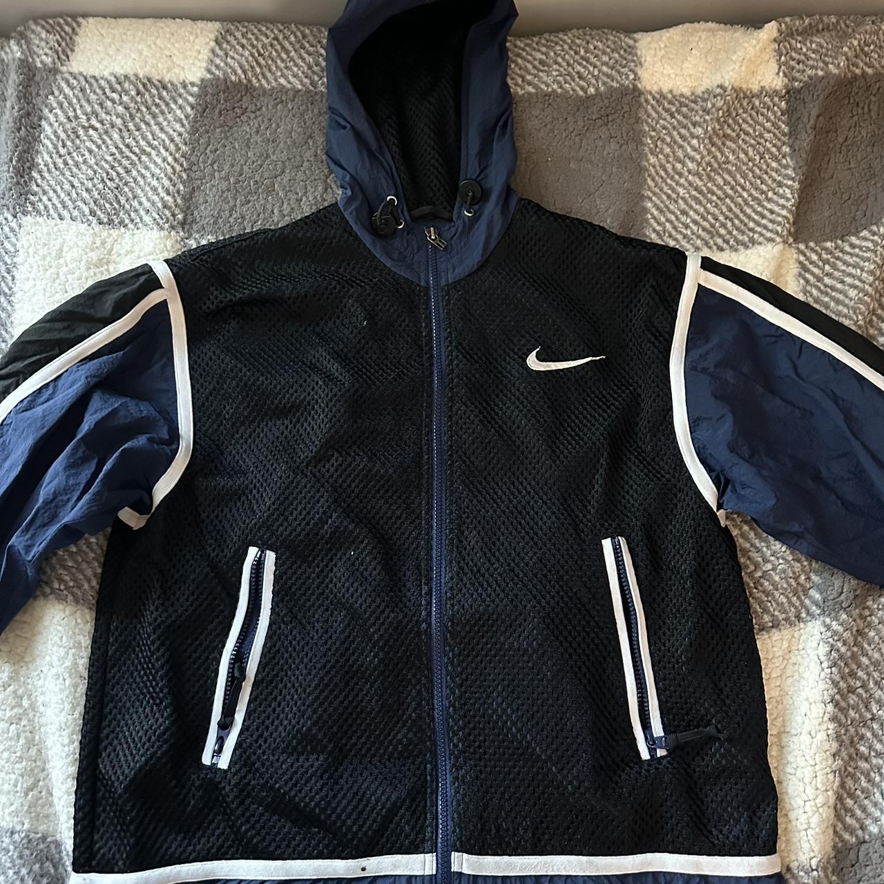 Vintage 90s Nike Mesh Windbreaker Navy Blue, Size M...