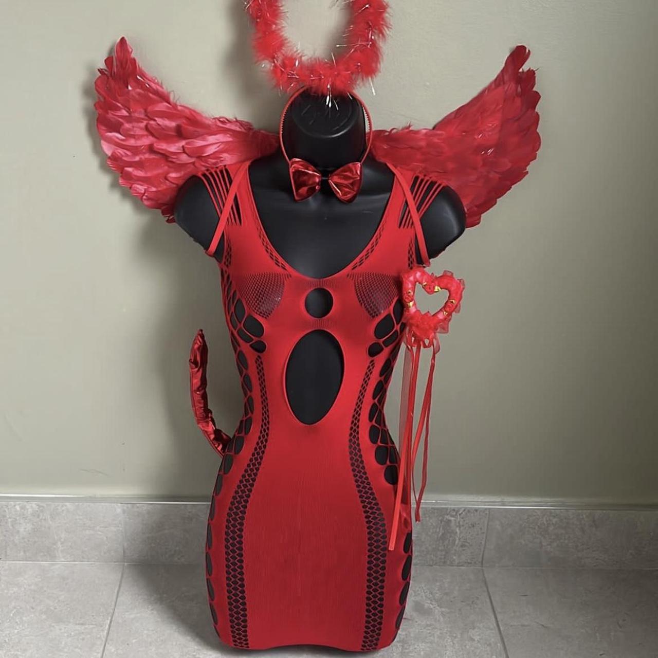 Red Devil costume, devil accessories, fancy dress,... - Depop