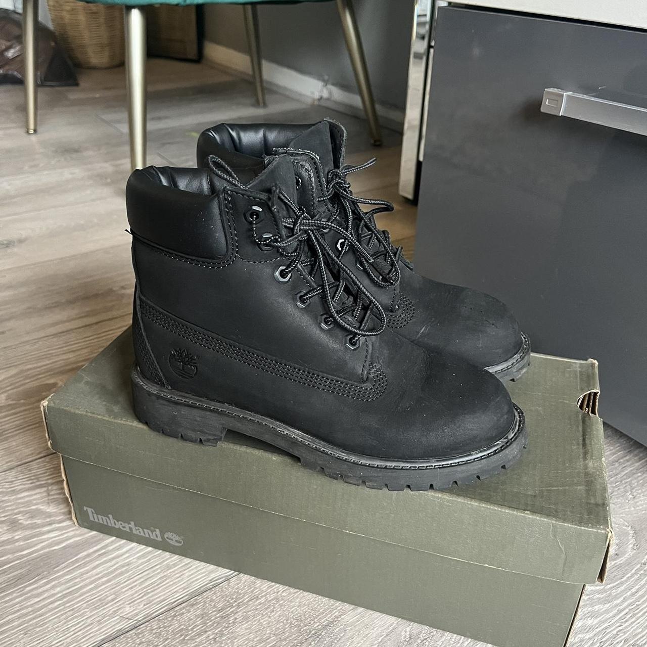 All black Timberland boots size 2.5 Used - good... - Depop