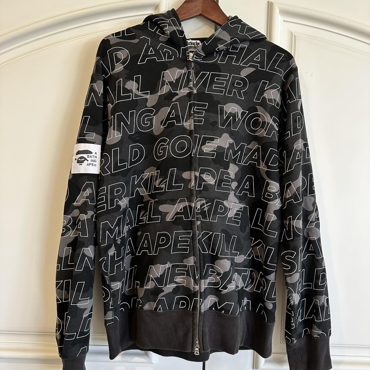 Bape black full online zip hoodie