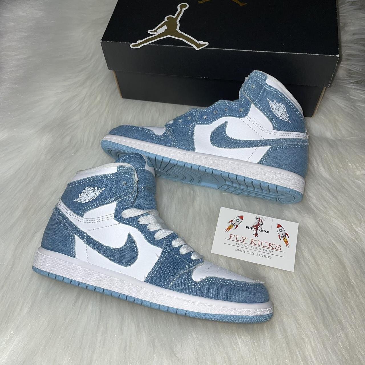 JORDAN 1 HIGH - DENIM🥣🥏 DENIM BLUE & WHITE🏳 SIZE -... - Depop