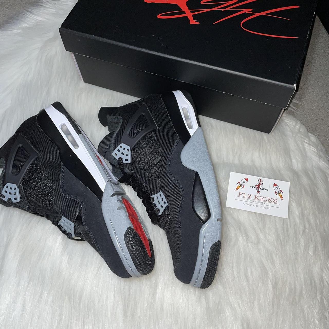 NIKE JORDAN 4 - BLACK CANVAS♟️🩸 BLACK, GREY, RED &... - Depop